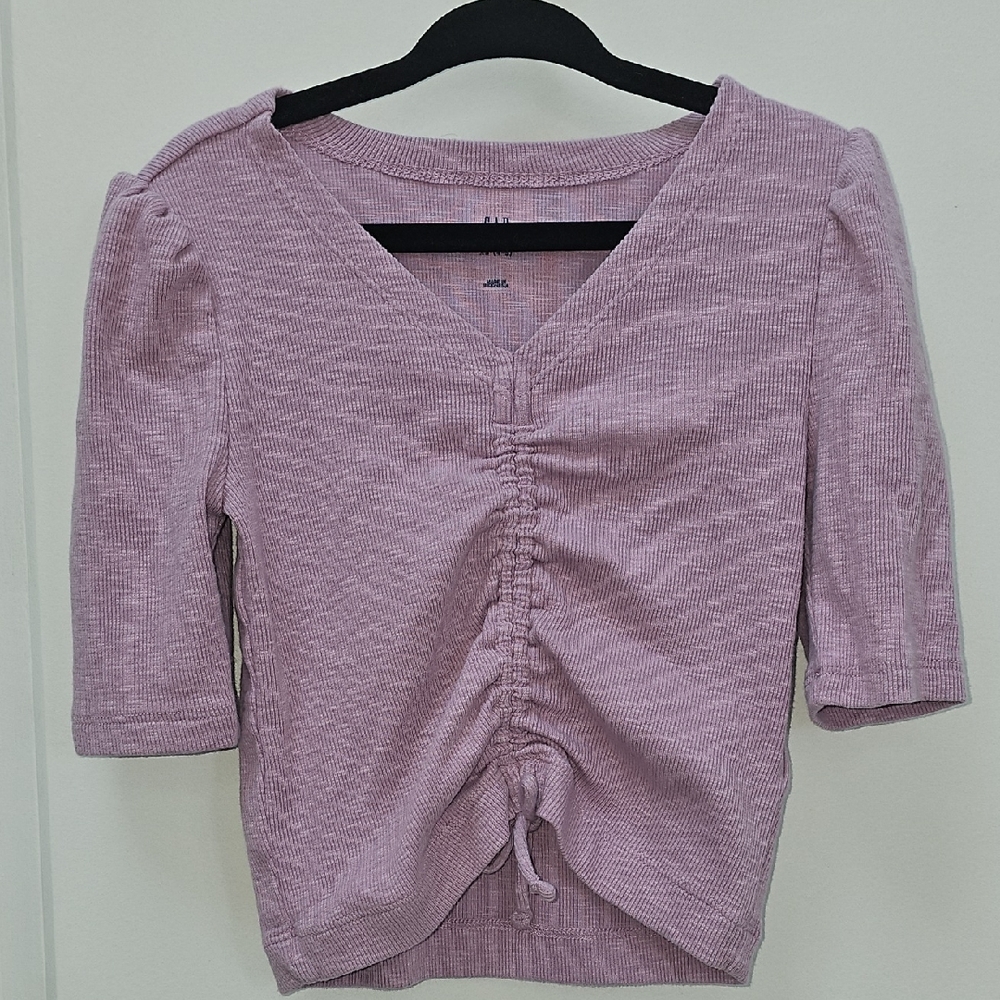 GAP Lilac Ruched V-Neck Blouse